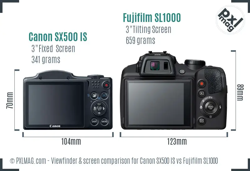 Canon SX500 IS vs Fujifilm SL1000 Screen and Viewfinder comparison