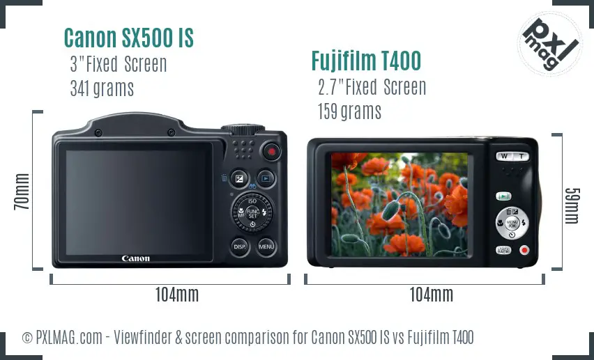 Canon SX500 IS vs Fujifilm T400 Screen and Viewfinder comparison Canon SX500 IS vs Fujifilm T400 Screen and Viewfinder comparison