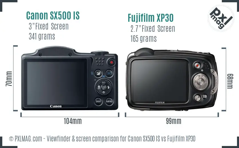 Canon SX500 IS vs Fujifilm XP30 Screen and Viewfinder comparison