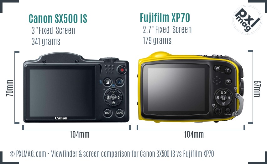 Canon SX500 IS vs Fujifilm XP70 Screen and Viewfinder comparison