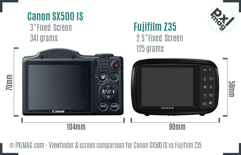 Canon SX500 IS vs Fujifilm Z35 Screen and Viewfinder comparison Canon SX500 IS vs Fujifilm Z35 Screen and Viewfinder comparison
