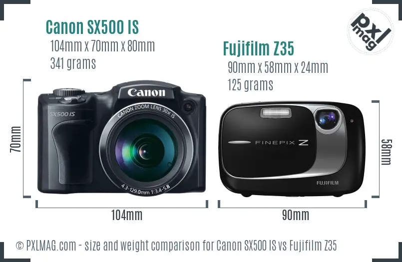Canon SX500 IS vs Fujifilm Z35 size comparison Canon SX500 IS vs Fujifilm Z35 size comparison