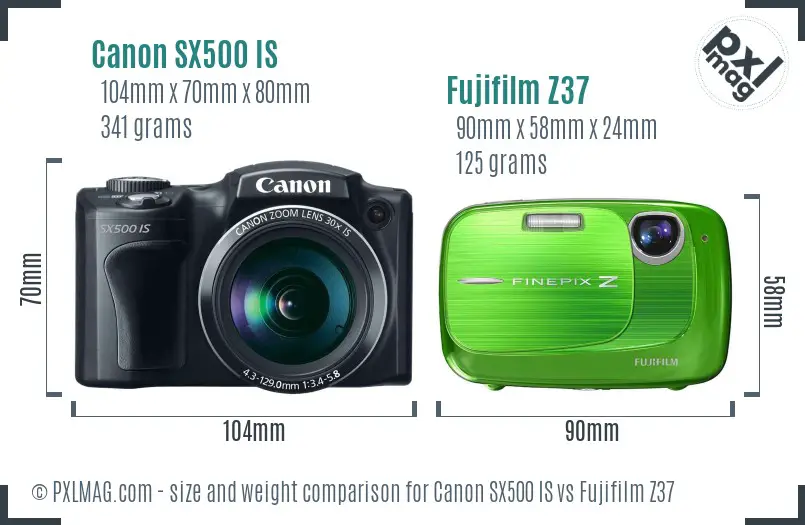 Canon SX500 IS vs Fujifilm Z37 size comparison