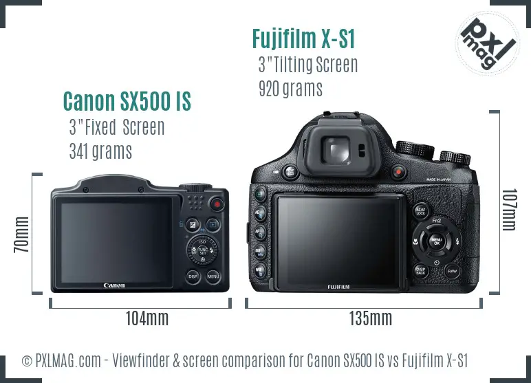 Canon SX500 IS vs Fujifilm X-S1 Screen and Viewfinder comparison