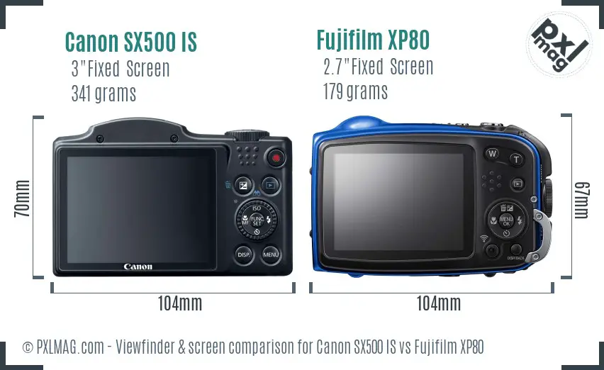 Canon SX500 IS vs Fujifilm XP80 Screen and Viewfinder comparison