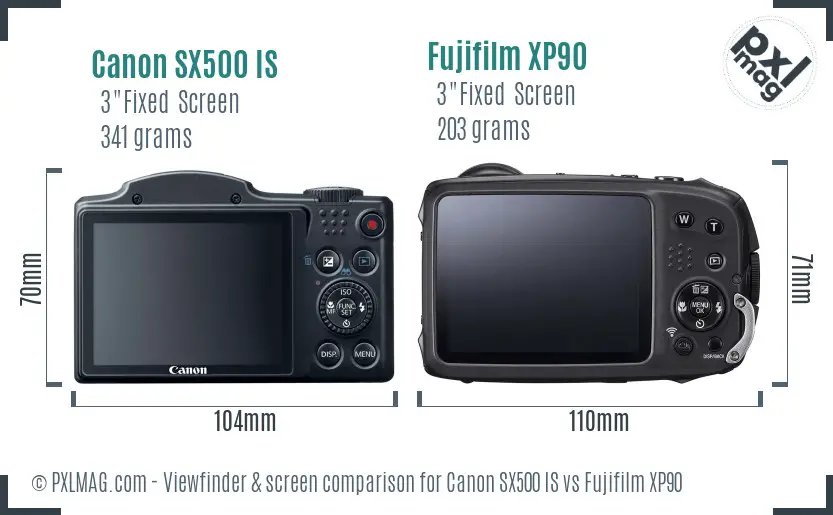 Canon SX500 IS vs Fujifilm XP90 Screen and Viewfinder comparison