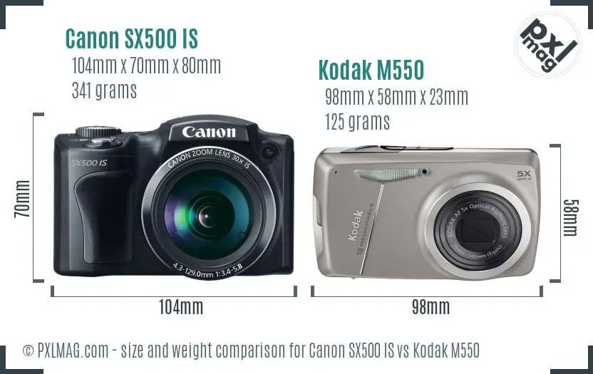 Canon SX500 IS vs Kodak M550 size comparison Canon SX500 IS vs Kodak M550 size comparison