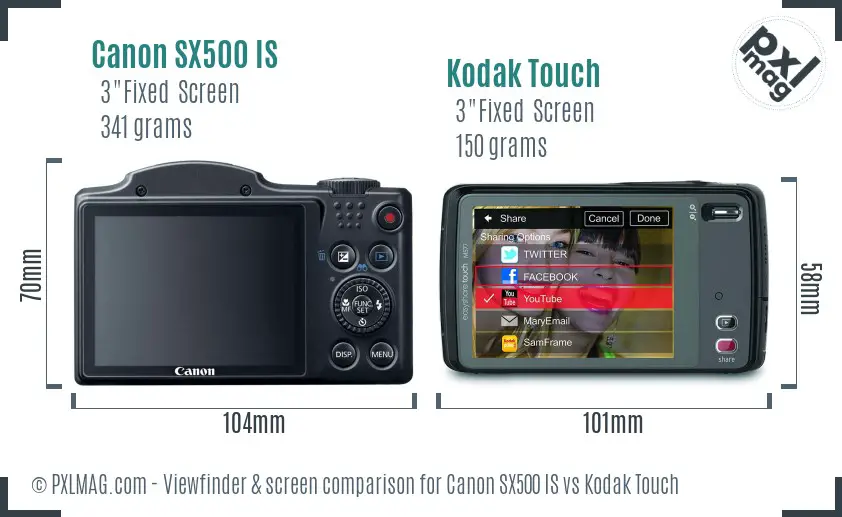 Canon SX500 IS vs Kodak Touch Screen and Viewfinder comparison