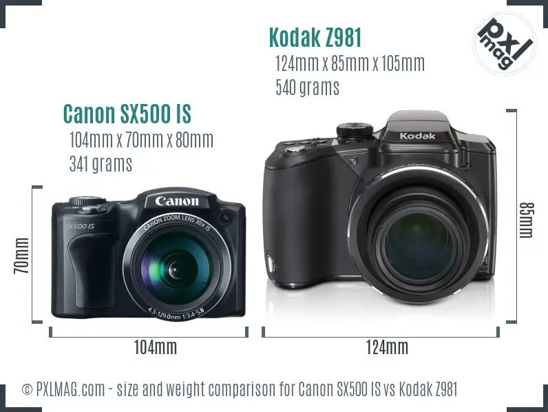 Canon SX500 IS vs Kodak Z981 size comparison Canon SX500 IS vs Kodak Z981 size comparison