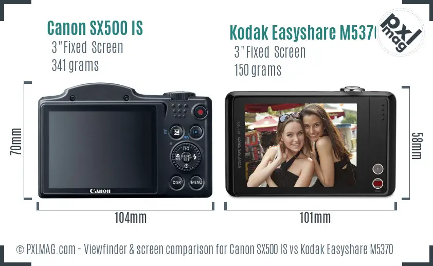 Canon SX500 IS vs Kodak Easyshare M5370 Screen and Viewfinder comparison Canon SX500 IS vs Kodak Easyshare M5370 Screen and Viewfinder comparison
