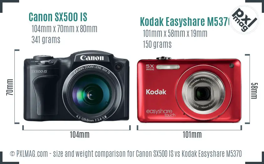 Canon SX500 IS vs Kodak Easyshare M5370 size comparison Canon SX500 IS vs Kodak Easyshare M5370 size comparison