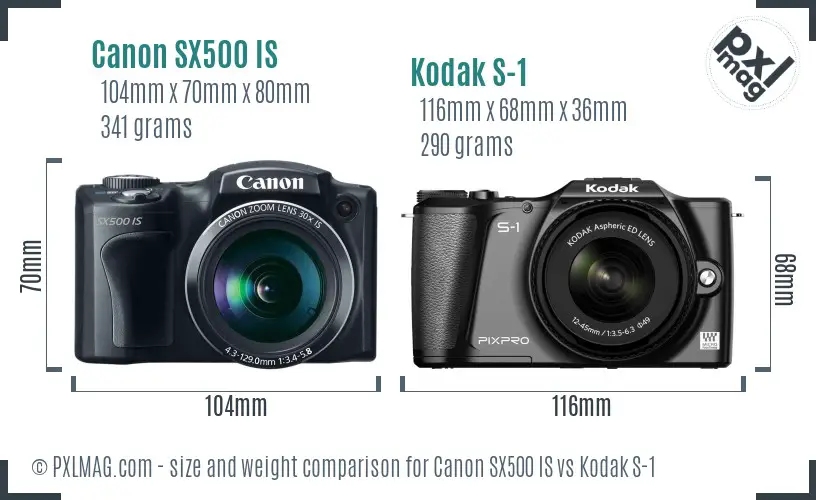 Canon SX500 IS vs Kodak S-1 size comparison