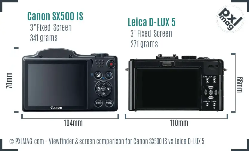 Canon SX500 IS vs Leica D-LUX 5 Screen and Viewfinder comparison