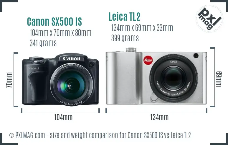 Canon SX500 IS vs Leica TL2 size comparison