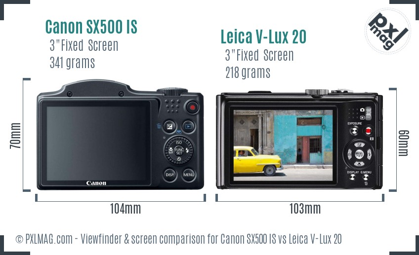Canon SX500 IS vs Leica V-Lux 20 Screen and Viewfinder comparison