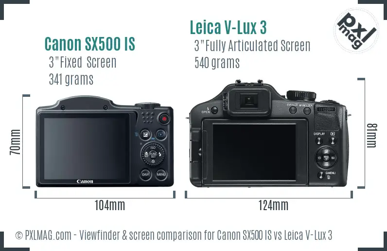 Canon SX500 IS vs Leica V-Lux 3 Screen and Viewfinder comparison