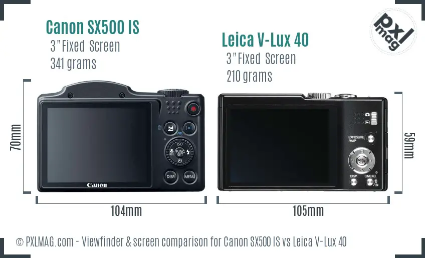Canon SX500 IS vs Leica V-Lux 40 Screen and Viewfinder comparison