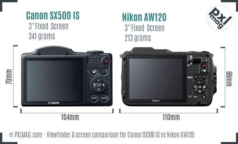 Canon SX500 IS vs Nikon AW120 Screen and Viewfinder comparison Canon SX500 IS vs Nikon AW120 Screen and Viewfinder comparison