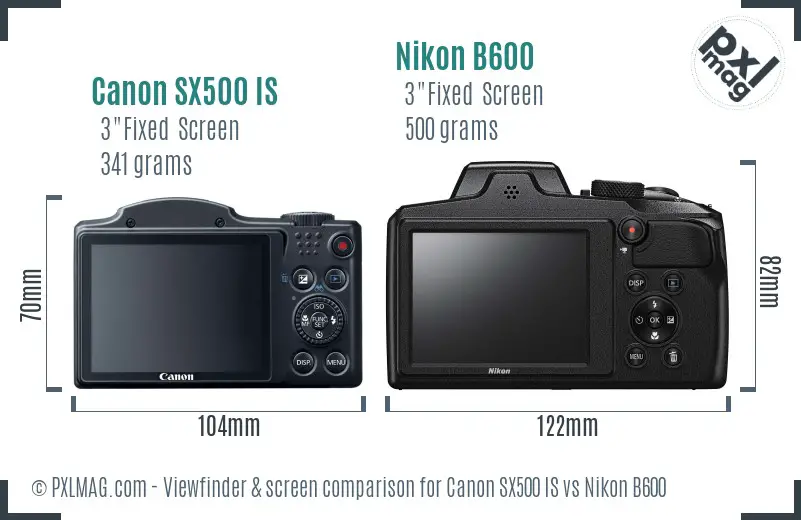 Canon SX500 IS vs Nikon B600 Screen and Viewfinder comparison Canon SX500 IS vs Nikon B600 Screen and Viewfinder comparison