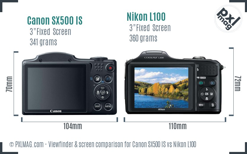 Canon SX500 IS vs Nikon L100 Screen and Viewfinder comparison