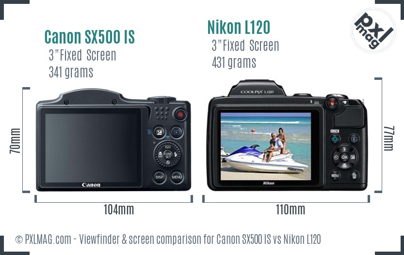 Canon SX500 IS vs Nikon L120 Screen and Viewfinder comparison