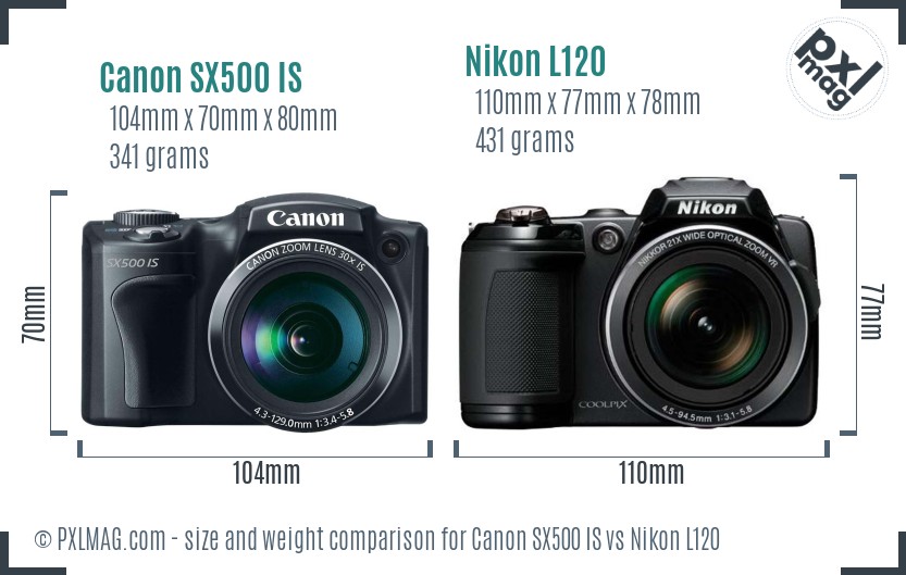 Canon SX500 IS vs Nikon L120 size comparison Canon SX500 IS vs Nikon L120 size comparison
