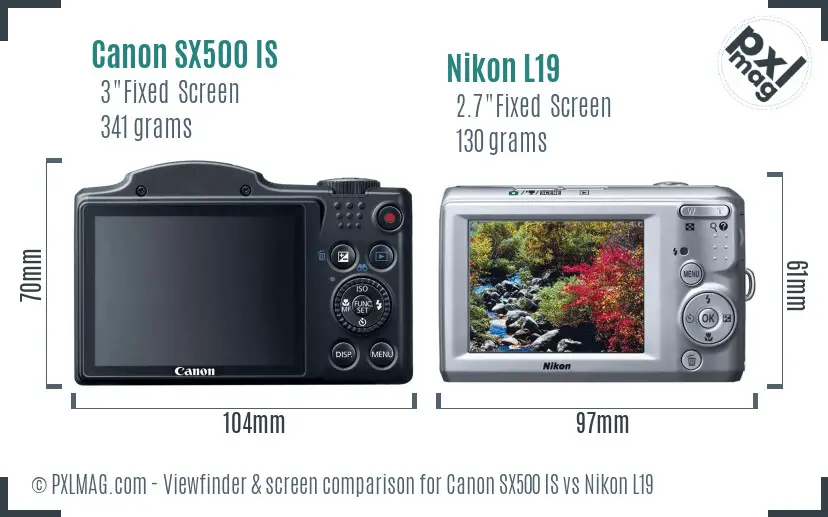 Canon SX500 IS vs Nikon L19 Screen and Viewfinder comparison Canon SX500 IS vs Nikon L19 Screen and Viewfinder comparison