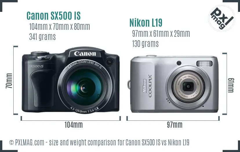 Canon SX500 IS vs Nikon L19 size comparison Canon SX500 IS vs Nikon L19 size comparison