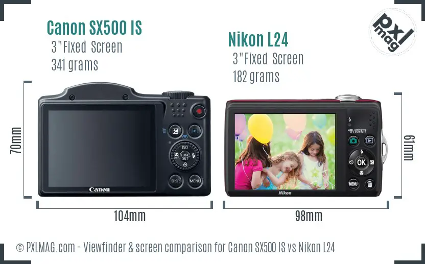 Canon SX500 IS vs Nikon L24 Screen and Viewfinder comparison