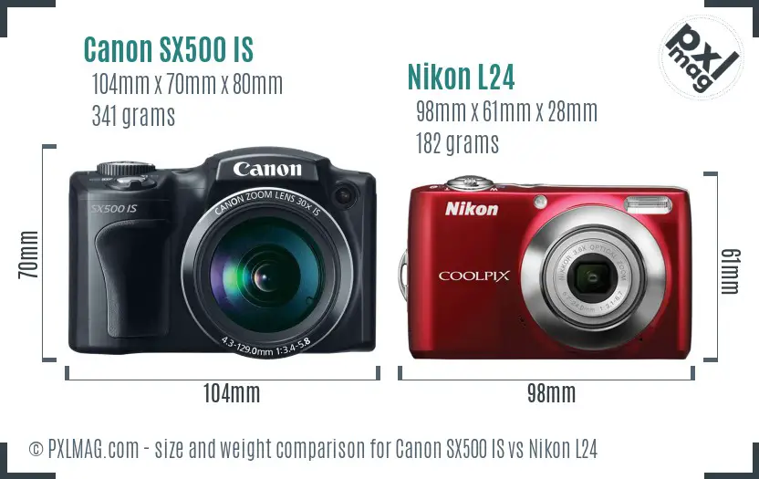 Canon SX500 IS vs Nikon L24 size comparison