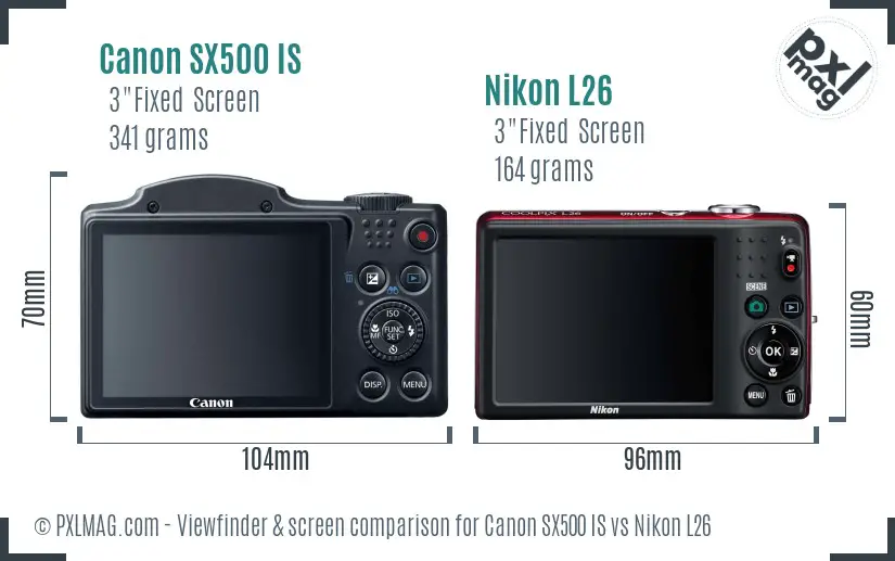 Canon SX500 IS vs Nikon L26 Screen and Viewfinder comparison