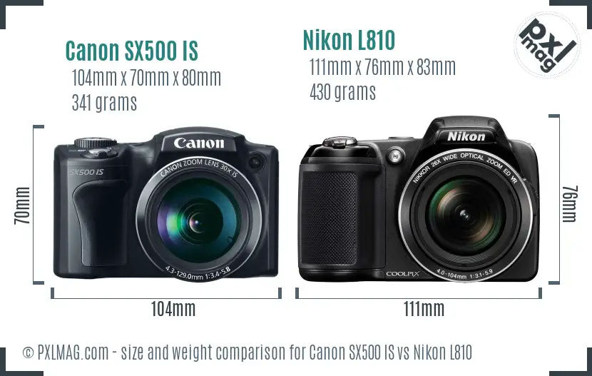 Canon SX500 IS vs Nikon L810 size comparison Canon SX500 IS vs Nikon L810 size comparison