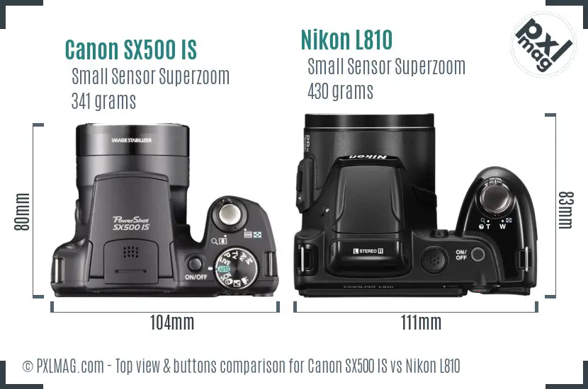 Canon SX500 IS vs Nikon L810 top view buttons comparison Canon SX500 IS vs Nikon L810 top view buttons comparison