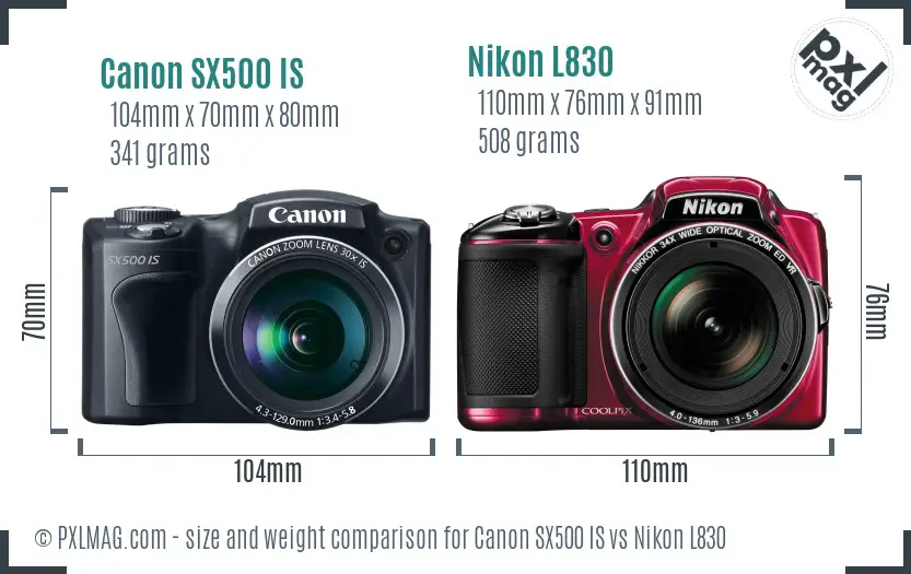 Canon SX500 IS vs Nikon L830 size comparison Canon SX500 IS vs Nikon L830 size comparison