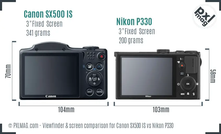 Canon SX500 IS vs Nikon P330 Screen and Viewfinder comparison