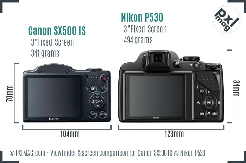Canon SX500 IS vs Nikon P530 Screen and Viewfinder comparison Canon SX500 IS vs Nikon P530 Screen and Viewfinder comparison