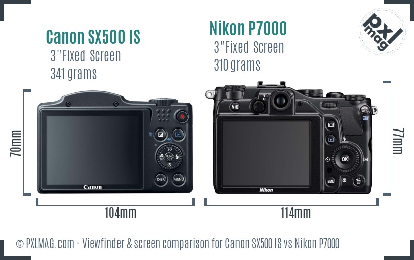 Canon SX500 IS vs Nikon P7000 Screen and Viewfinder comparison