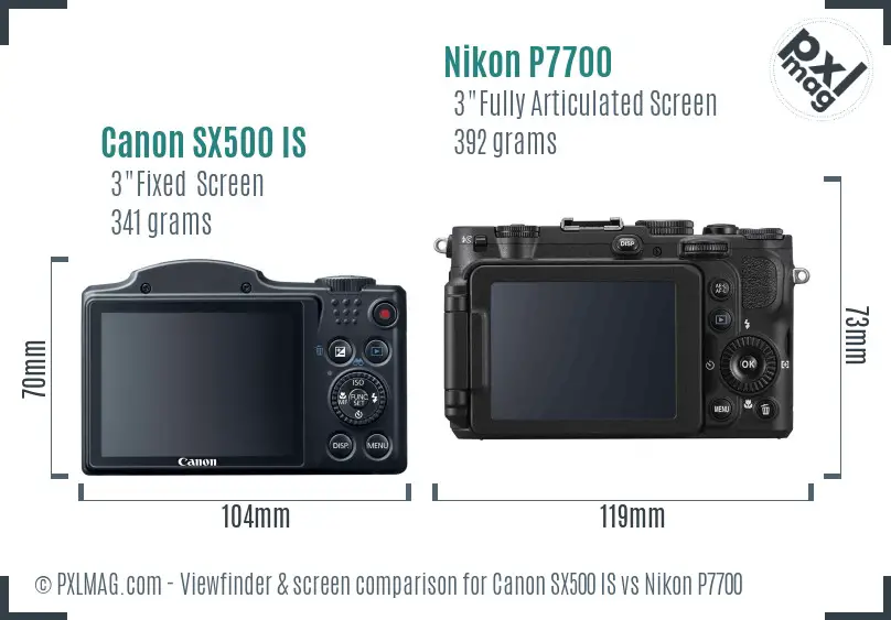 Canon SX500 IS vs Nikon P7700 Screen and Viewfinder comparison