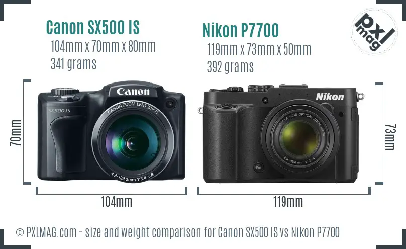 Canon SX500 IS vs Nikon P7700 size comparison