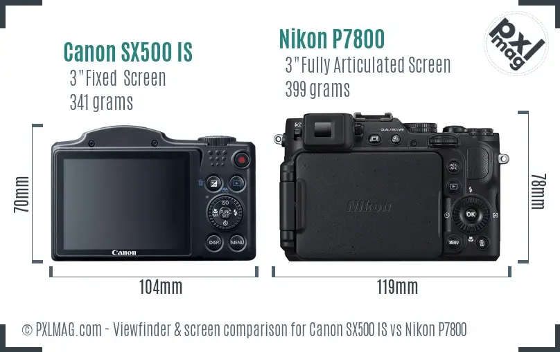 Canon SX500 IS vs Nikon P7800 Screen and Viewfinder comparison Canon SX500 IS vs Nikon P7800 Screen and Viewfinder comparison