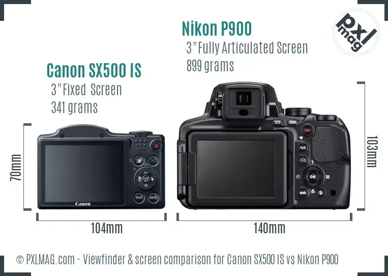 Canon SX500 IS vs Nikon P900 Screen and Viewfinder comparison