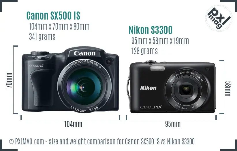 Canon SX500 IS vs Nikon S3300 size comparison