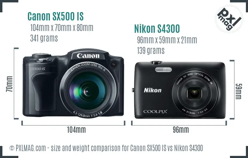 Canon SX500 IS vs Nikon S4300 size comparison
