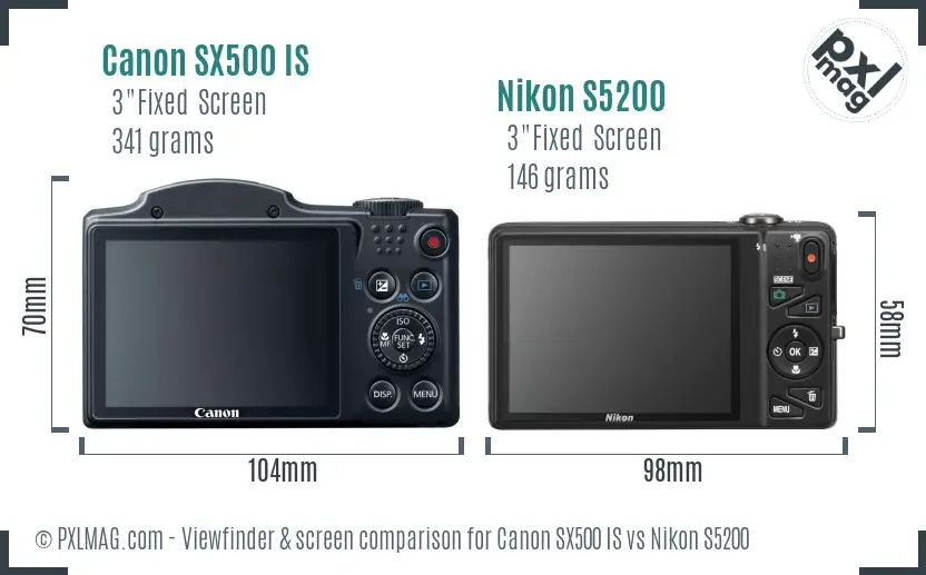 Canon SX500 IS vs Nikon S5200 Screen and Viewfinder comparison Canon SX500 IS vs Nikon S5200 Screen and Viewfinder comparison