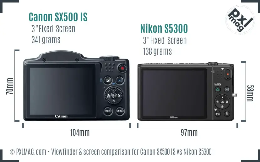 Canon SX500 IS vs Nikon S5300 Screen and Viewfinder comparison