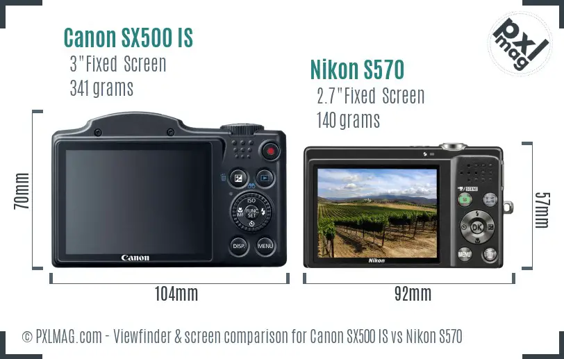Canon SX500 IS vs Nikon S570 Screen and Viewfinder comparison Canon SX500 IS vs Nikon S570 Screen and Viewfinder comparison