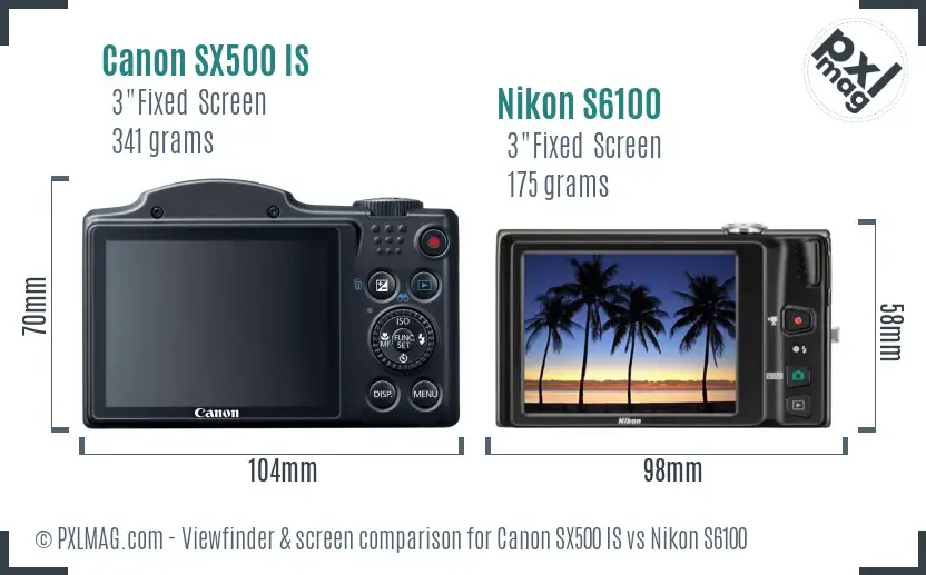 Canon SX500 IS vs Nikon S6100 Screen and Viewfinder comparison