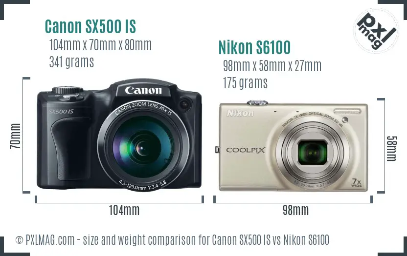 Canon SX500 IS vs Nikon S6100 size comparison