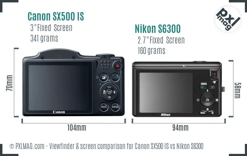 Canon SX500 IS vs Nikon S6300 Screen and Viewfinder comparison