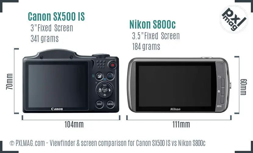Canon SX500 IS vs Nikon S800c Screen and Viewfinder comparison Canon SX500 IS vs Nikon S800c Screen and Viewfinder comparison